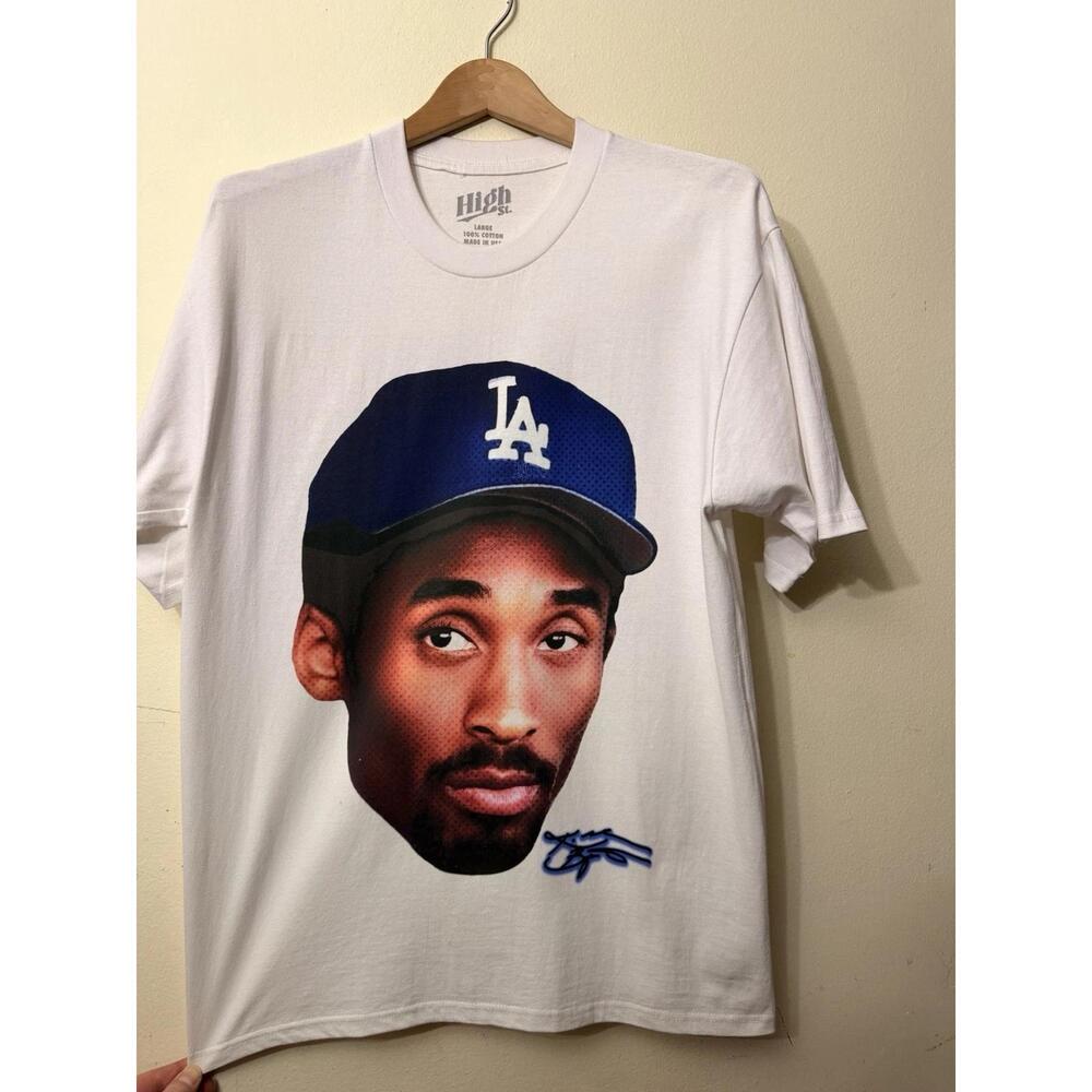 Kobe Bryant La Dodgers Hat Big Face T Shirt Mens Large Rare Made In Usa